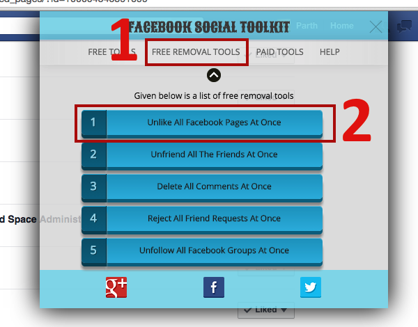 Facebook social toolkit extension window